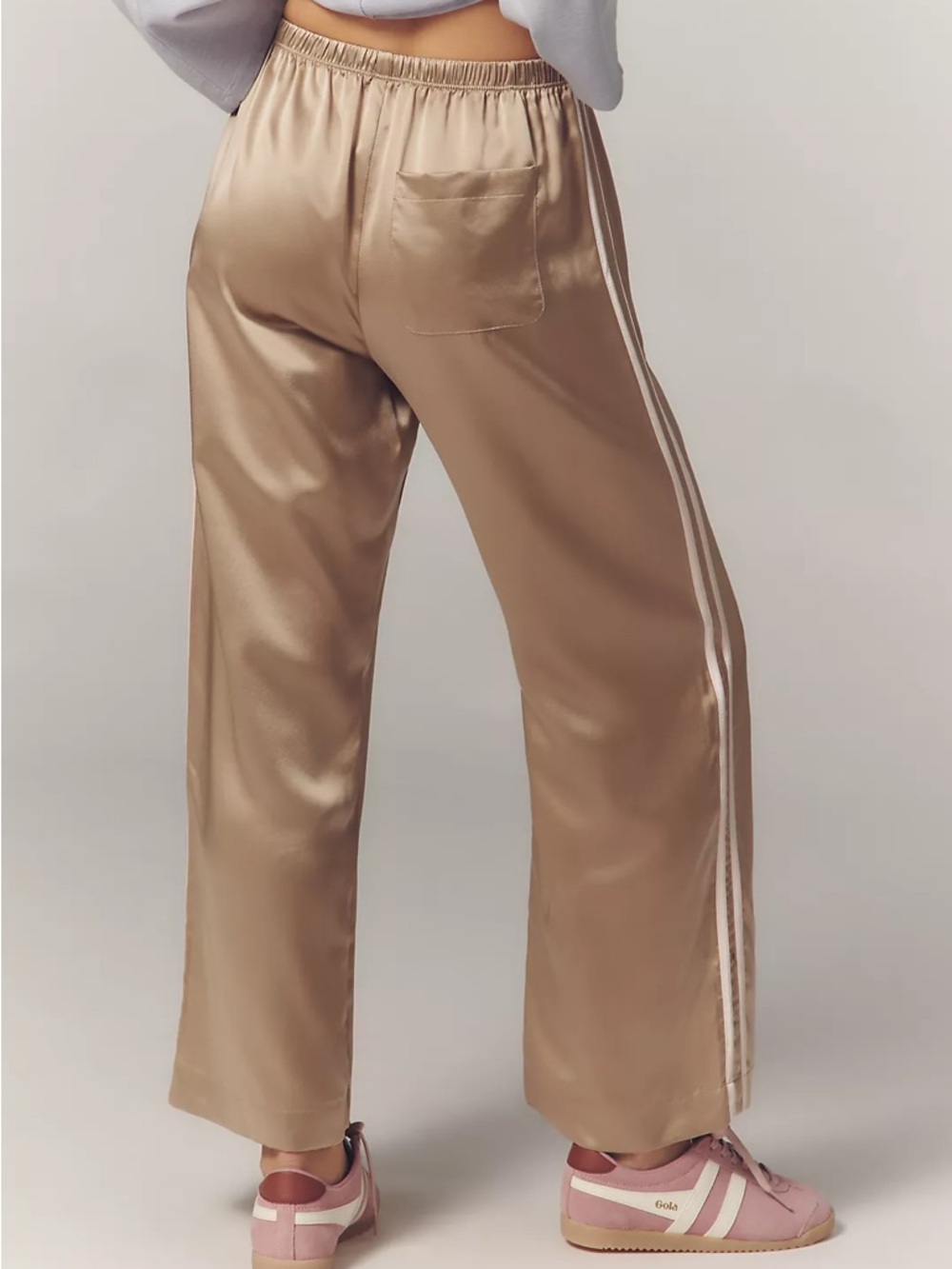 DONNI The Silk Stripe Crop Pull-on Pants In Brown - Tan / Pink - XS - NWT - Picture 3 of 8